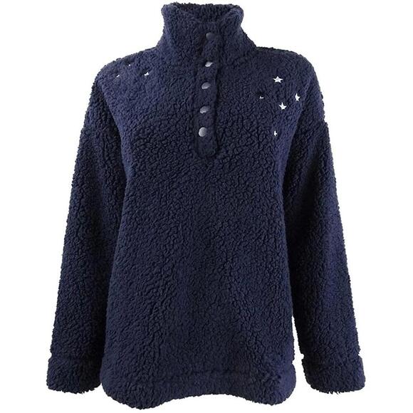 Jenni Tops - Jenni Womens Faux Sherpa Cozy Pullover Size S